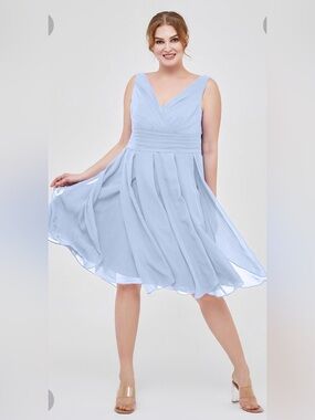 Sleeveless Pale Blue Floral Maxi Dress with V-Neck